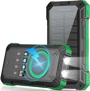Solar Power Bank 49800mAh Portable Wireless Charger with USB-C 22.5W Fast Charging Built i