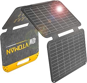 VTOMAN 40W Solar Panel Foldable Portable Small Solar Panel Charger with USB-C and USB-A Ou