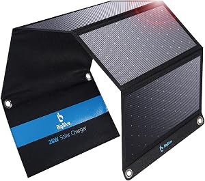 BigBlue 28W Solar Panel Charger with Dual USB-C and USB-A, Portable Solar Phone Charger fo