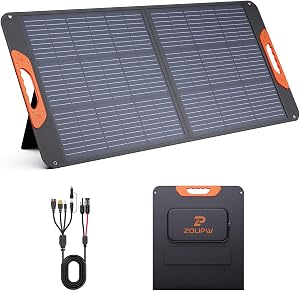 ZOUPW 100W Portable Solar Panel with 5-in-1 Cable,23.5% Efficiency Mono Foldable Solar Cha